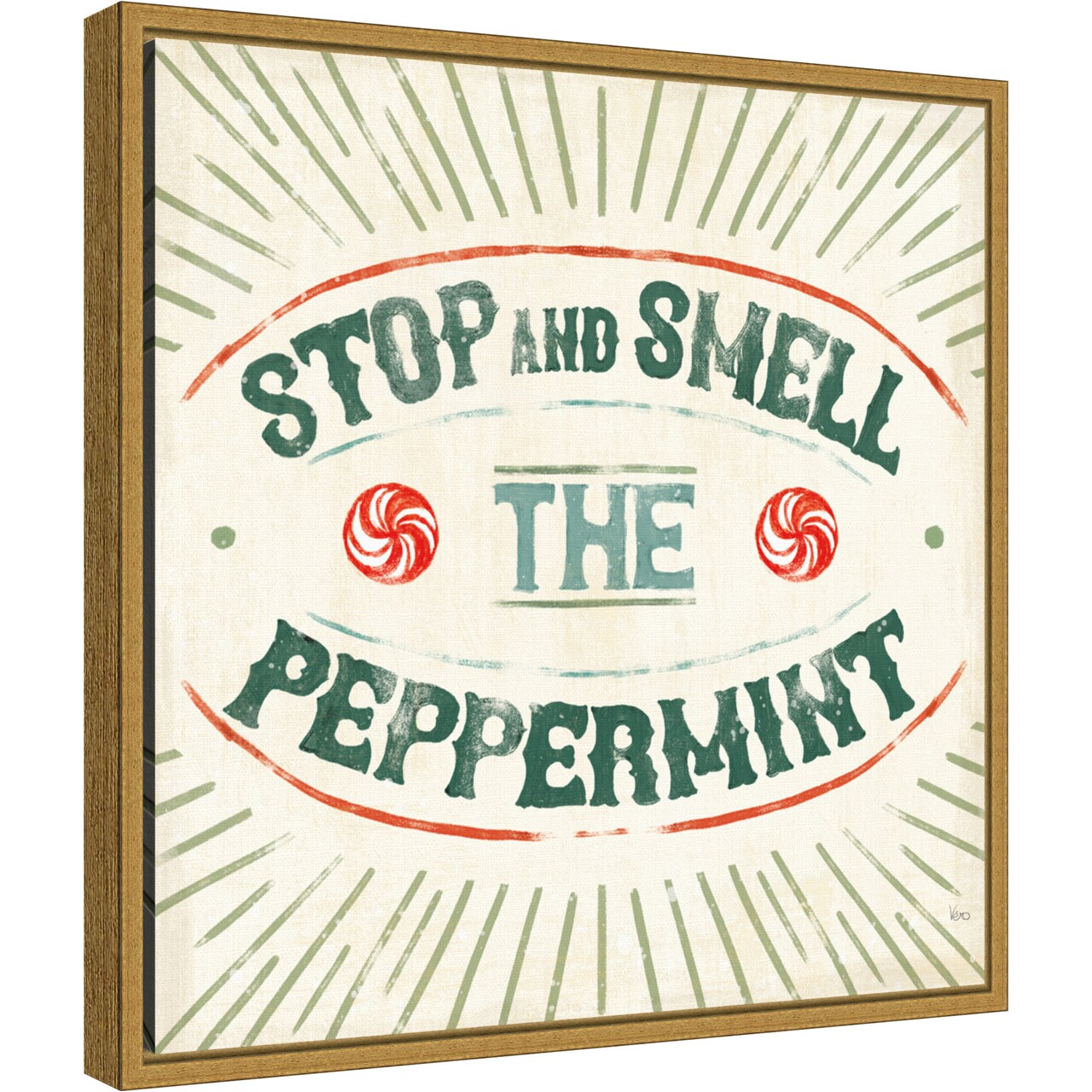 Holiday Likeness IX (Peppermint) by Veronique Charron Canvas Wall Art Print Framed